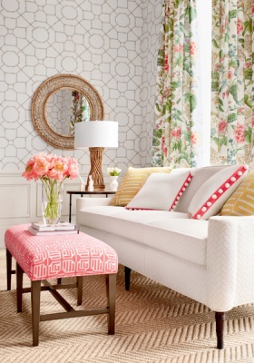 Thibaut Hill Garden Linen In White & Green